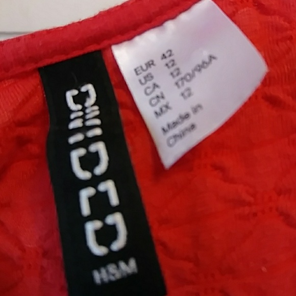 H & M "DIVIDED" RED DRESS OR TUNIC TOP - SIZE 12 - Picture 4 of 6